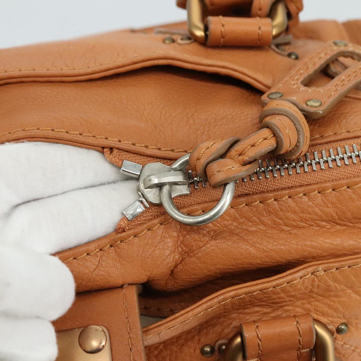 Chloe Paddington Hand Bag Leather Brown Gold Silver am7423