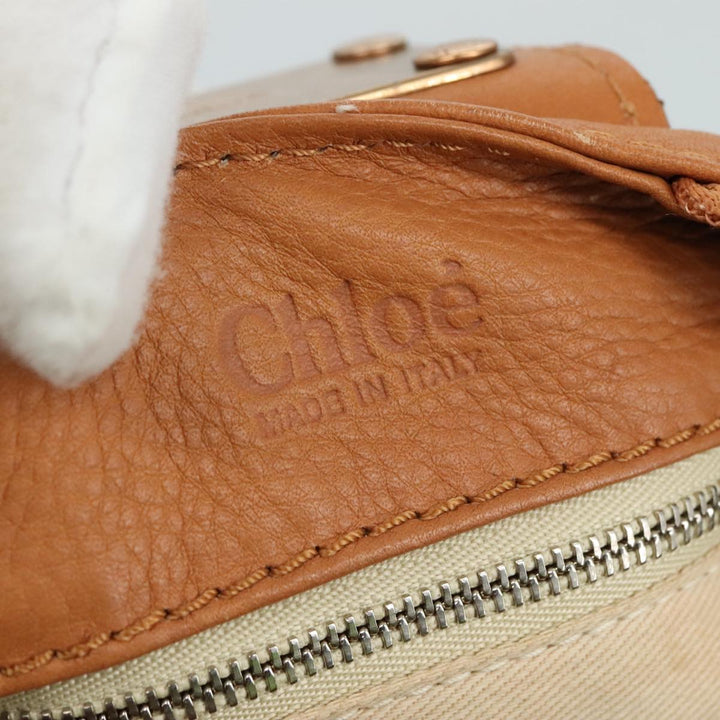 Chloe Paddington Hand Bag Leather Brown Gold Silver am7423