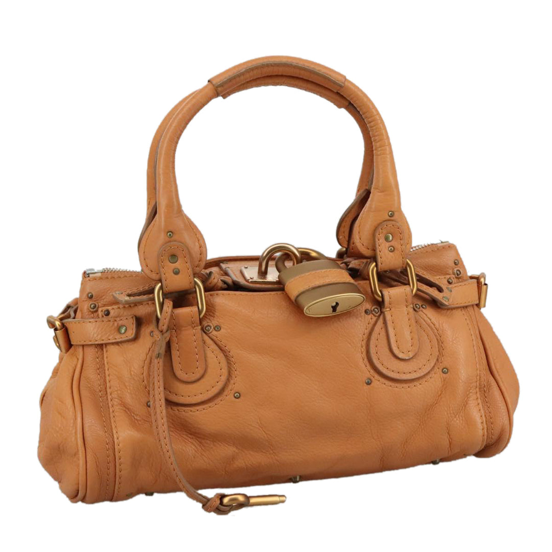 Chloe Paddington Hand Bag Leather Brown Gold Silver am7423