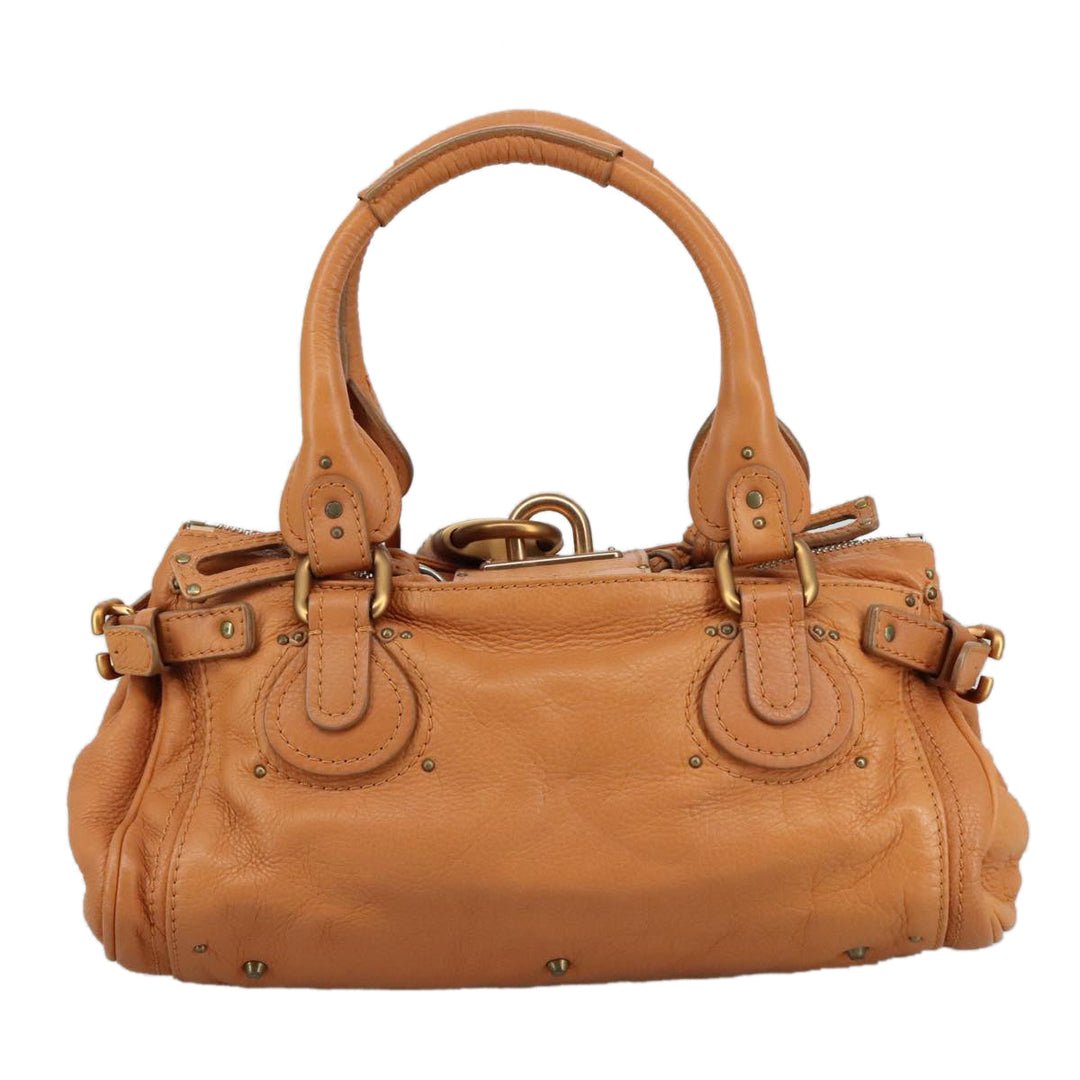 Chloe Paddington Hand Bag Leather Brown Gold Silver am7423