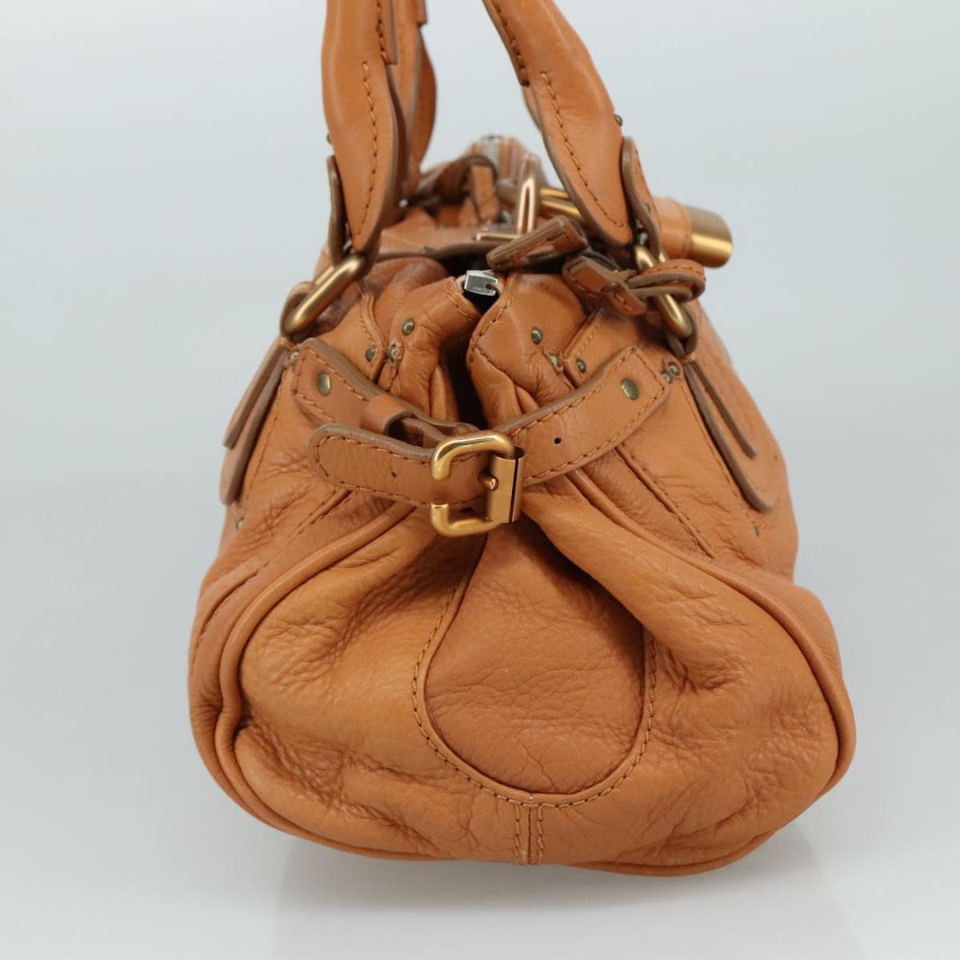 Chloe Paddington Hand Bag Leather Brown Gold Silver am7423