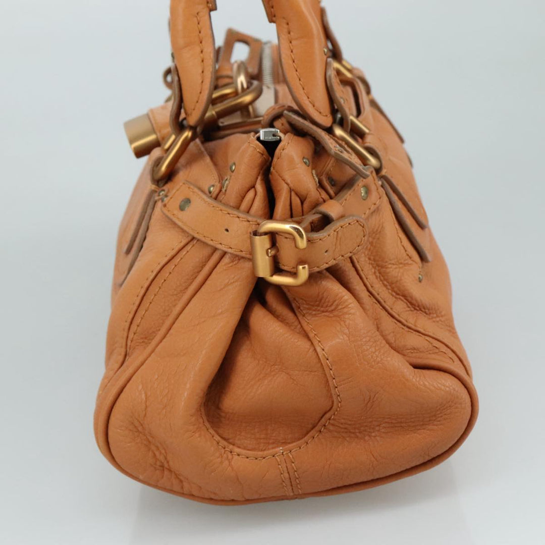 Chloe Paddington Hand Bag Leather Brown Gold Silver am7423