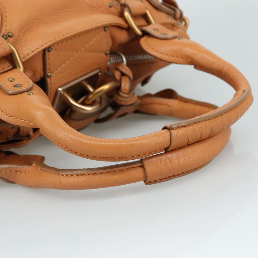 Chloe Paddington Hand Bag Leather Brown Gold Silver am7423