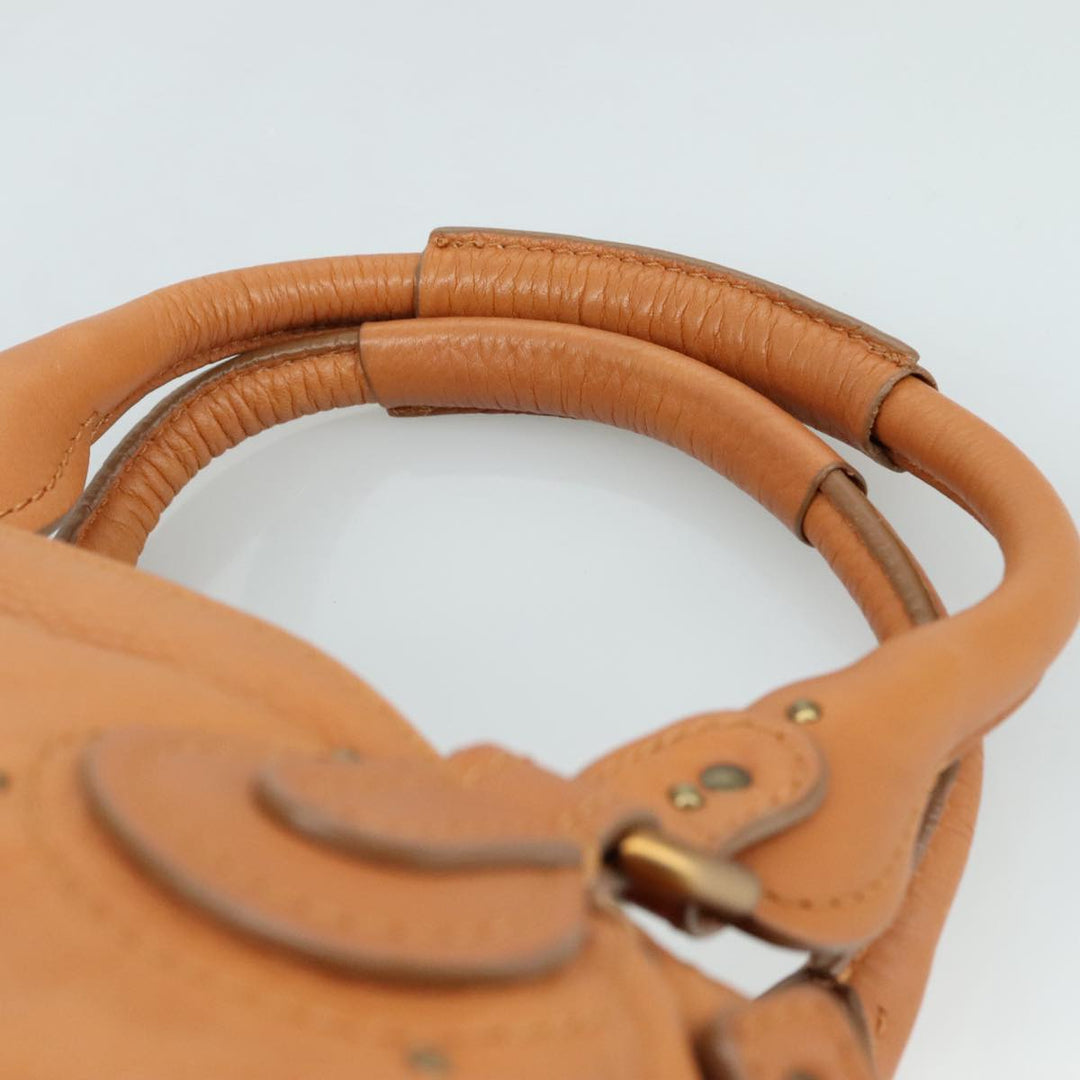 Chloe Paddington Hand Bag Leather Brown Gold Silver am7423