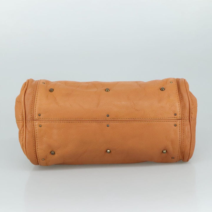 Chloe Paddington Hand Bag Leather Brown Gold Silver am7423