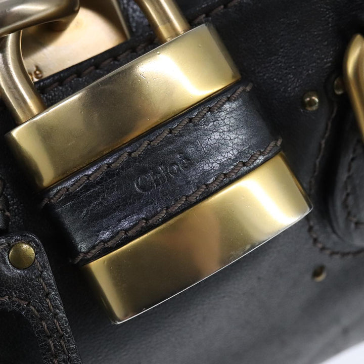 Chloe Paddington Hand Bag Leather Gunmetal am7424