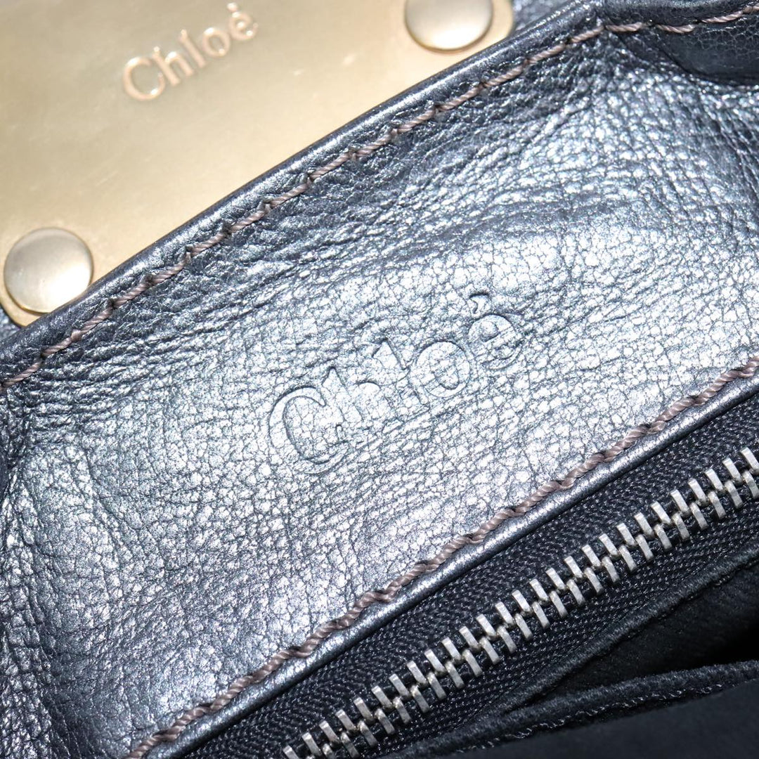 Chloe Paddington Hand Bag Leather Gunmetal am7424