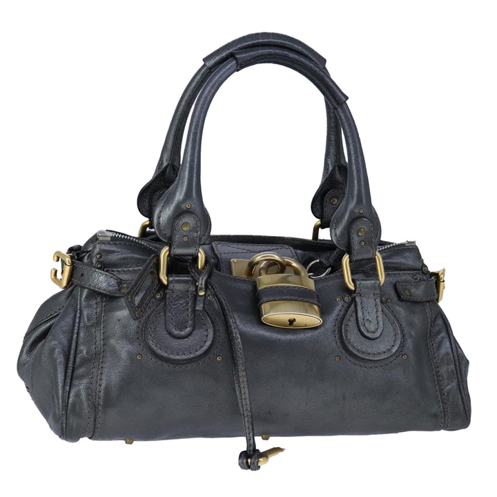 Chloe Paddington Hand Bag Leather Gunmetal am7424