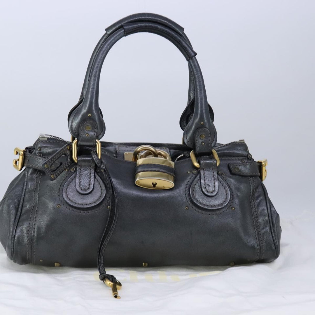 Chloe Paddington Hand Bag Leather Gunmetal am7424