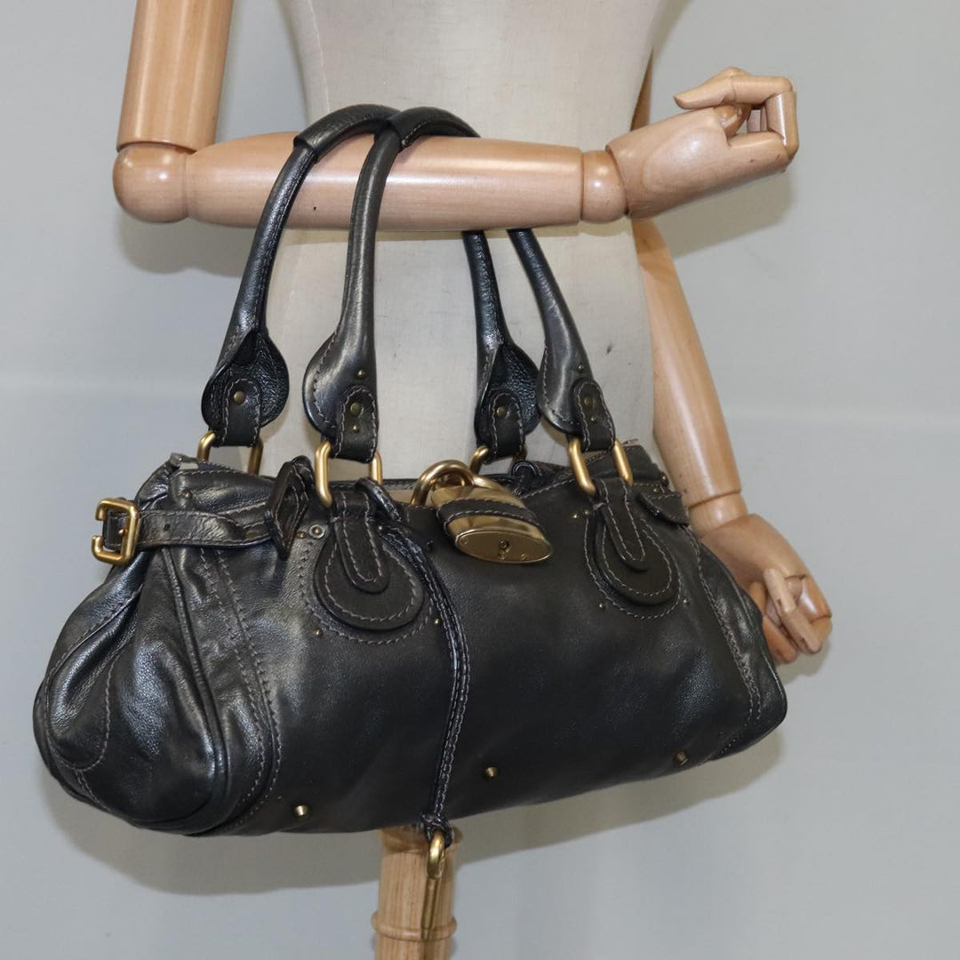 Chloe Paddington Hand Bag Leather Gunmetal am7424