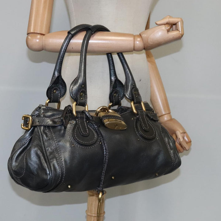 Chloe Paddington Hand Bag Leather Gunmetal am7424