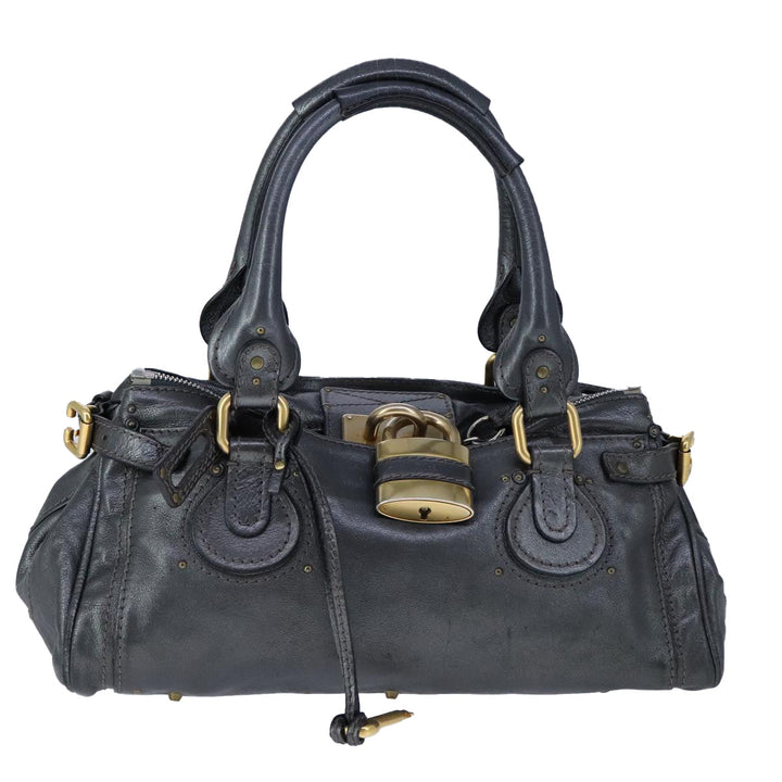 Chloe Paddington Hand Bag Leather Gunmetal am7424