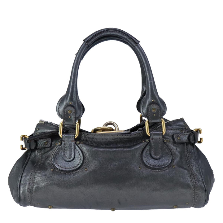 Chloe Paddington Hand Bag Leather Gunmetal am7424