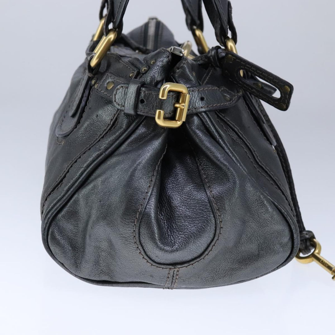 Chloe Paddington Hand Bag Leather Gunmetal am7424