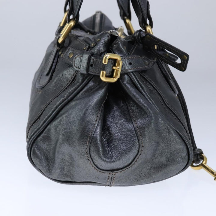 Chloe Paddington Hand Bag Leather Gunmetal am7424