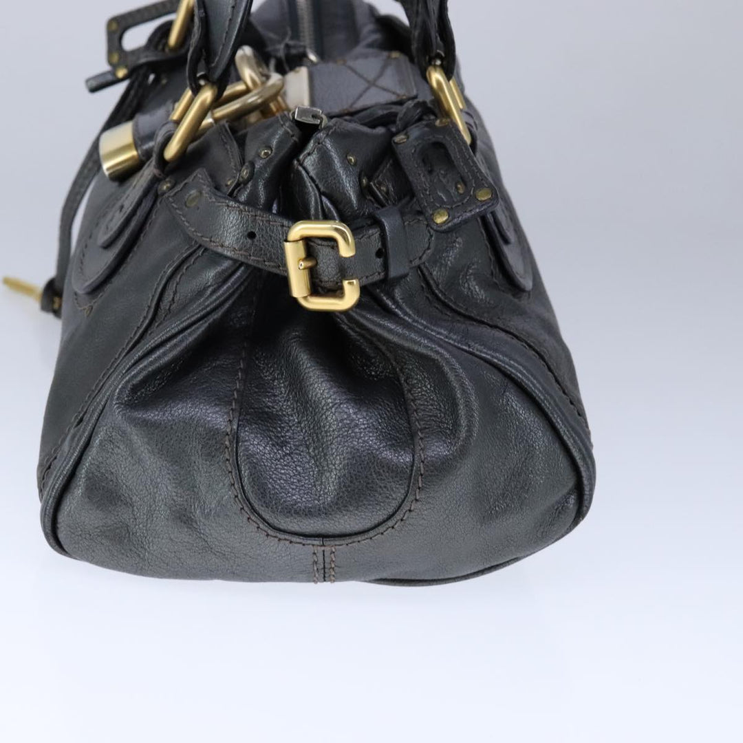Chloe Paddington Hand Bag Leather Gunmetal am7424