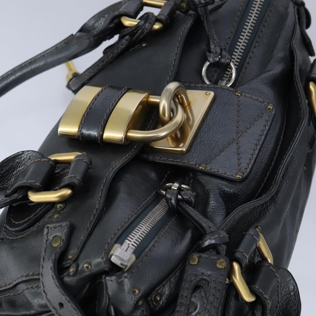 Chloe Paddington Hand Bag Leather Gunmetal am7424