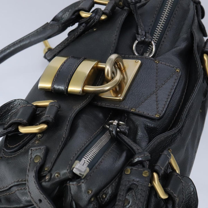 Chloe Paddington Hand Bag Leather Gunmetal am7424