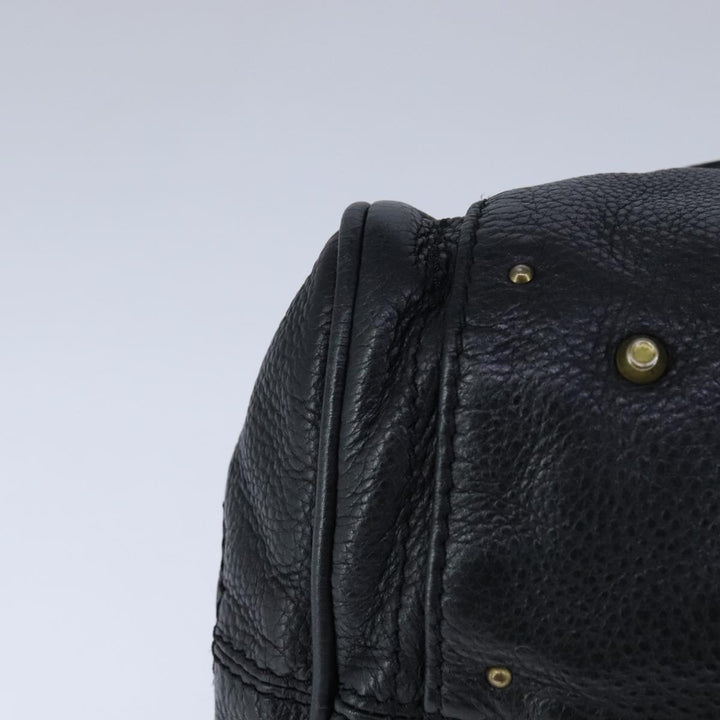 Chloe Paddington Hand Bag Leather Black Gold Silver am7425