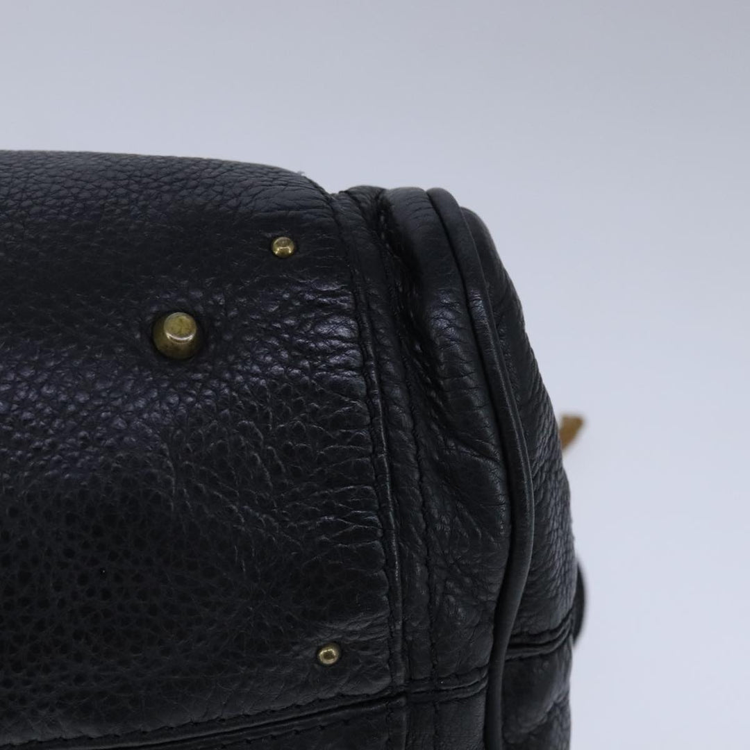 Chloe Paddington Hand Bag Leather Black Gold Silver am7425