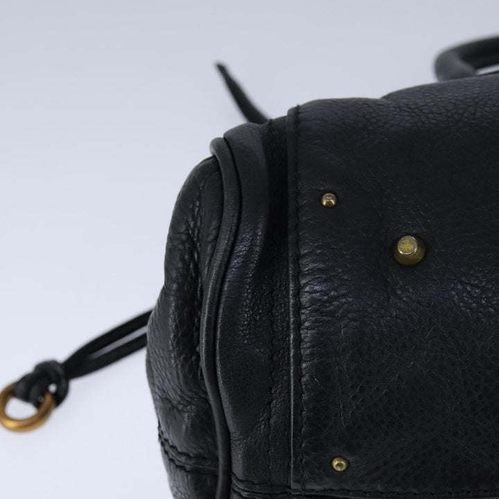 Chloe Paddington Hand Bag Leather Black Gold Silver am7425