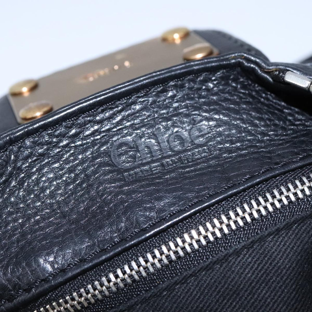 Chloe Paddington Hand Bag Leather Black Gold Silver am7425