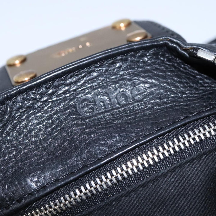 Chloe Paddington Hand Bag Leather Black Gold Silver am7425