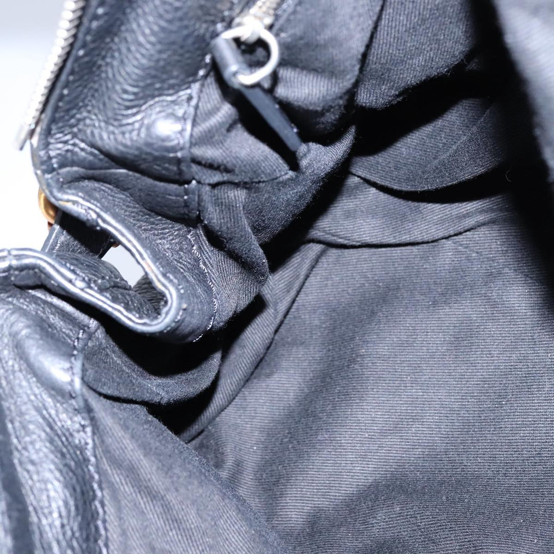 Chloe Paddington Hand Bag Leather Black Gold Silver am7425