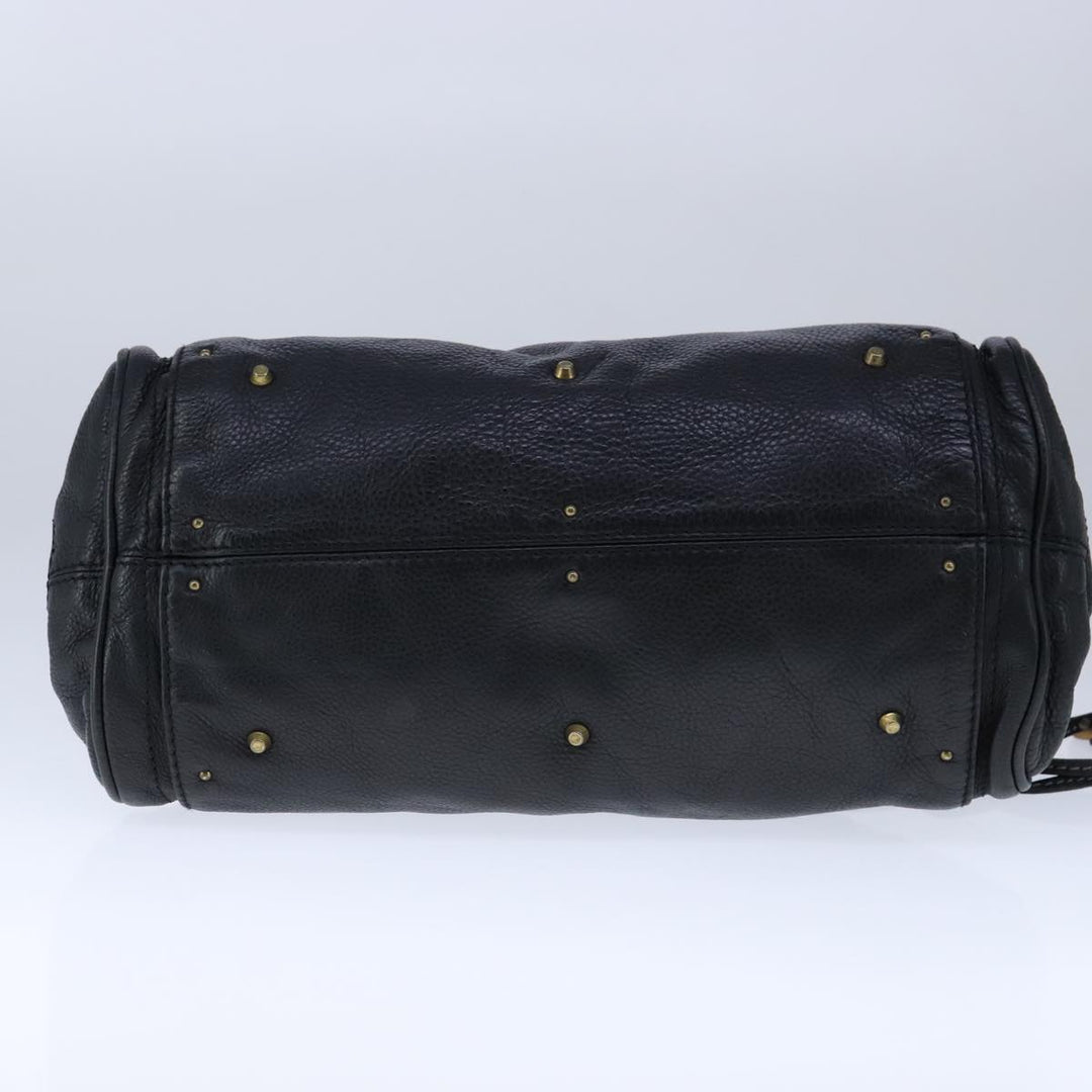 Chloe Paddington Hand Bag Leather Black Gold Silver am7425