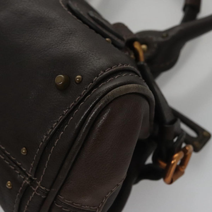 Chloe Paddington Mini Hand Bag Leather Dark Brown Gold Silver am7426