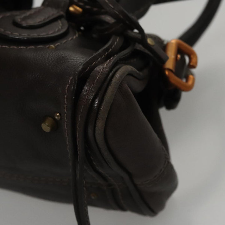 Chloe Paddington Mini Hand Bag Leather Dark Brown Gold Silver am7426