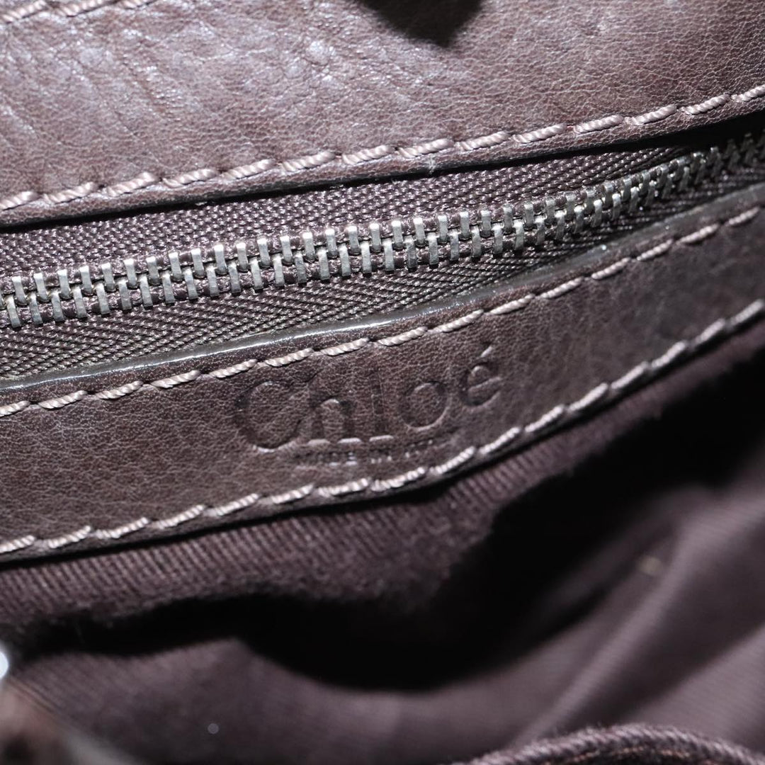 Chloe Paddington Mini Hand Bag Leather Dark Brown Gold Silver am7426