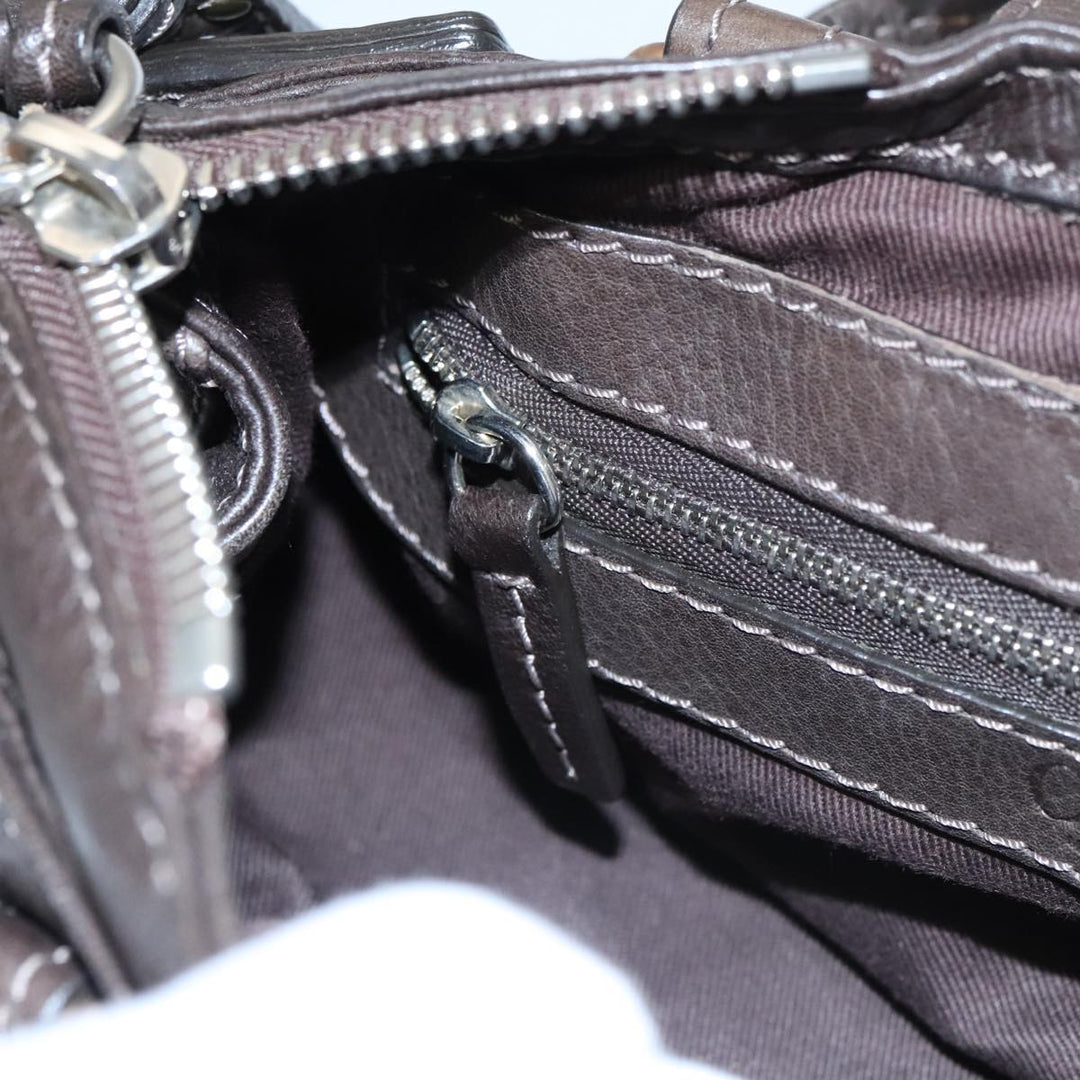 Chloe Paddington Mini Hand Bag Leather Dark Brown Gold Silver am7426