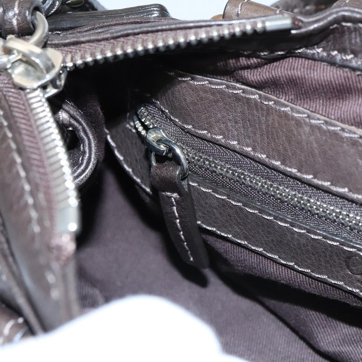 Chloe Paddington Mini Hand Bag Leather Dark Brown Gold Silver am7426