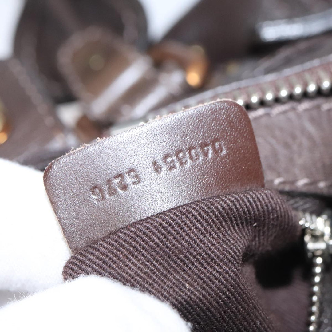 Chloe Paddington Mini Hand Bag Leather Dark Brown Gold Silver am7426