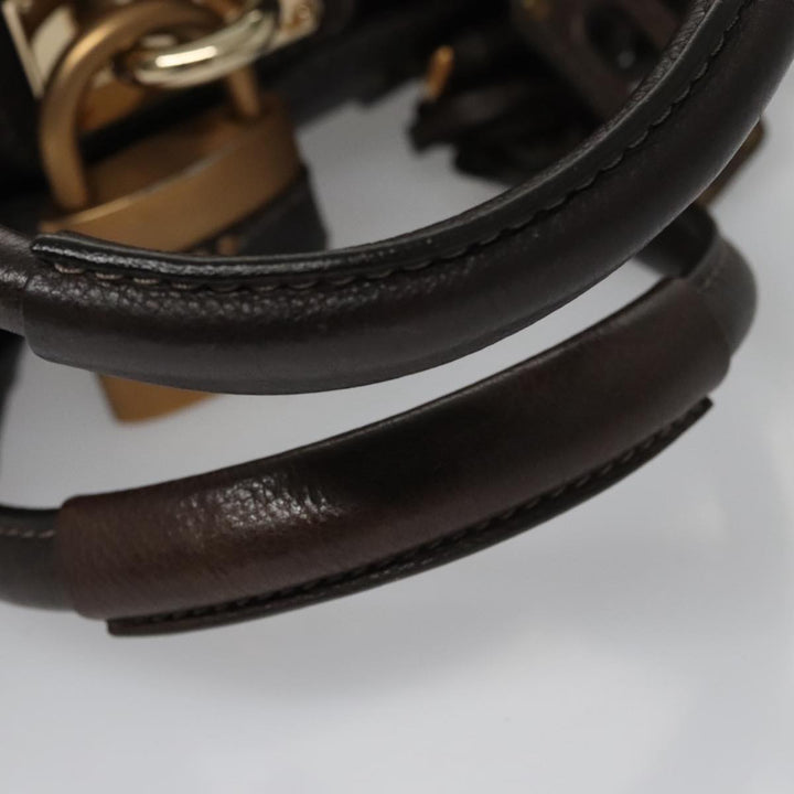 Chloe Paddington Mini Hand Bag Leather Dark Brown Gold Silver am7426