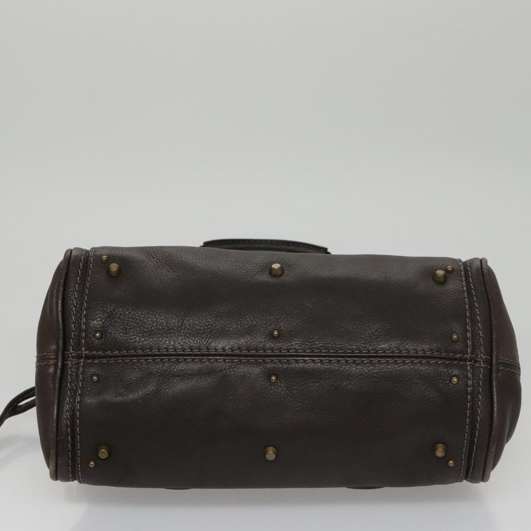 Chloe Paddington Mini Hand Bag Leather Dark Brown Gold Silver am7426