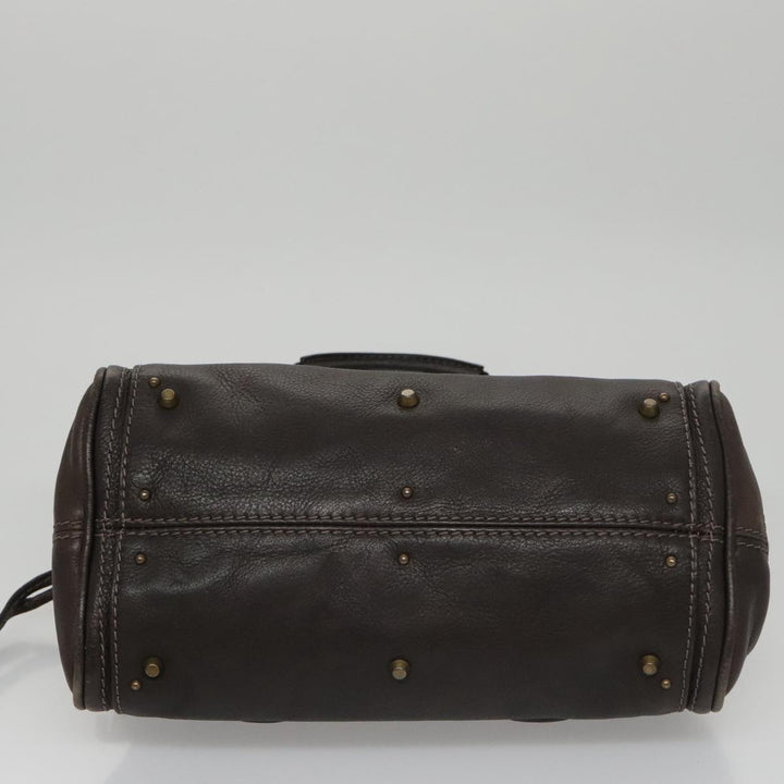 Chloe Paddington Mini Hand Bag Leather Dark Brown Gold Silver am7426