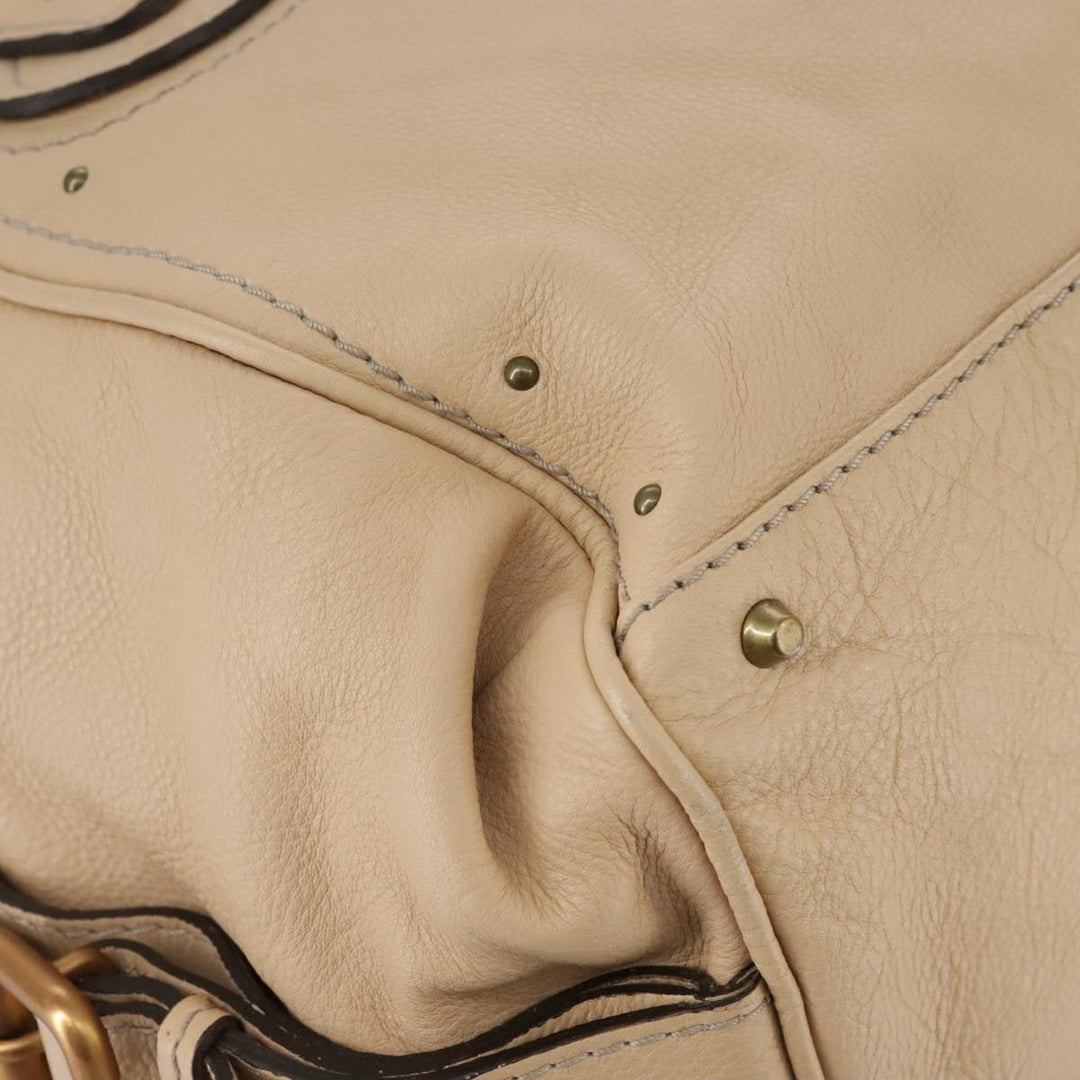 Chloe Paddington Hand Bag Leather Beige Silver am7427