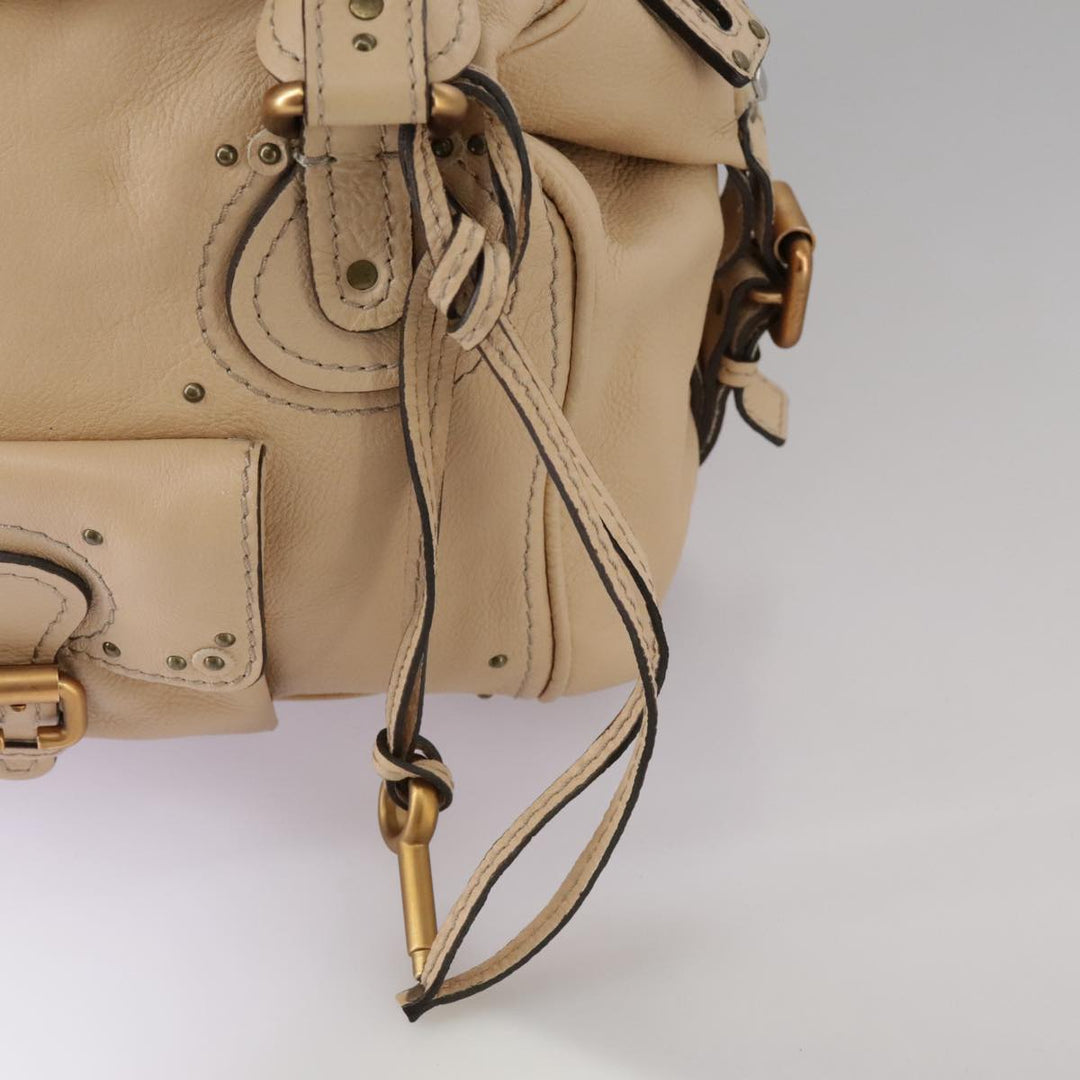 Chloe Paddington Hand Bag Leather Beige Silver am7427
