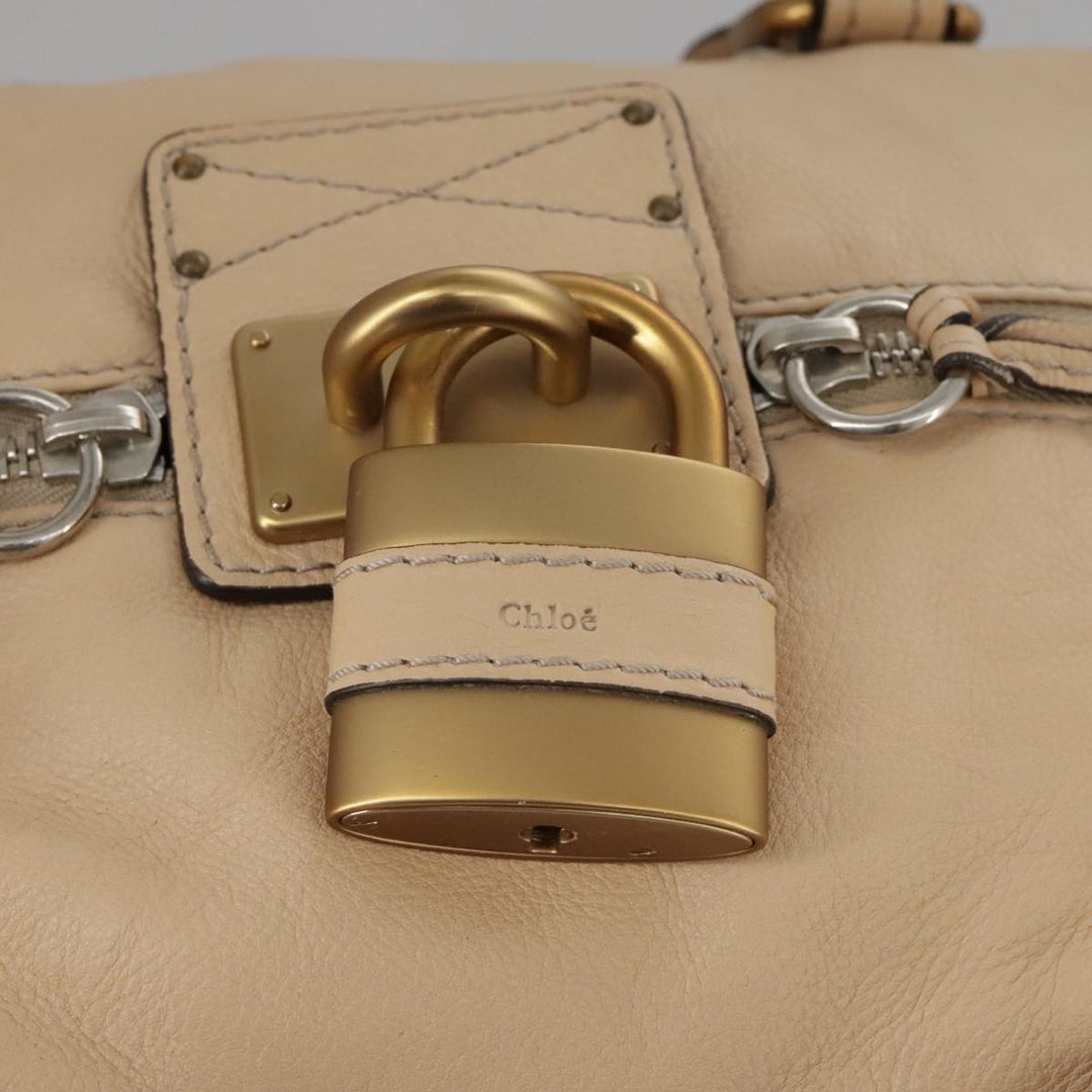 Chloe Paddington Hand Bag Leather Beige Silver am7427