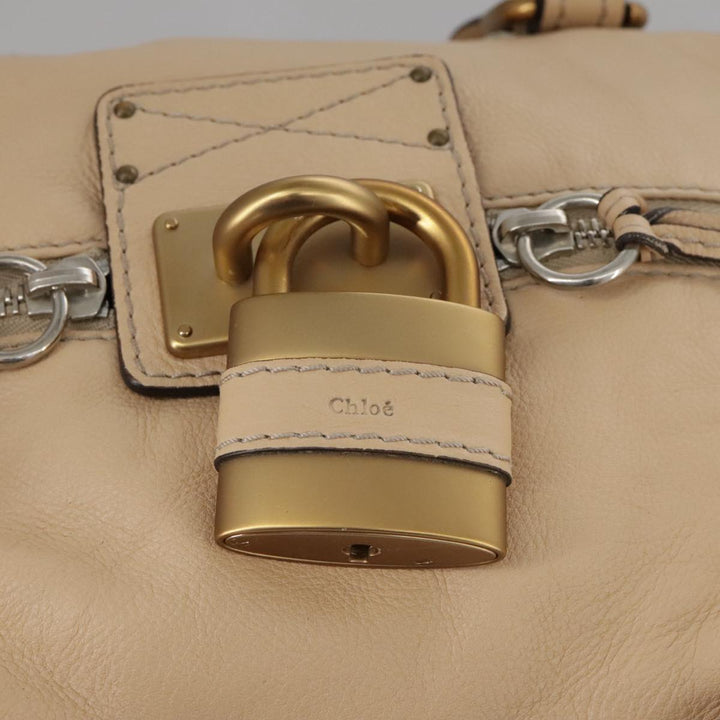 Chloe Paddington Hand Bag Leather Beige Silver am7427