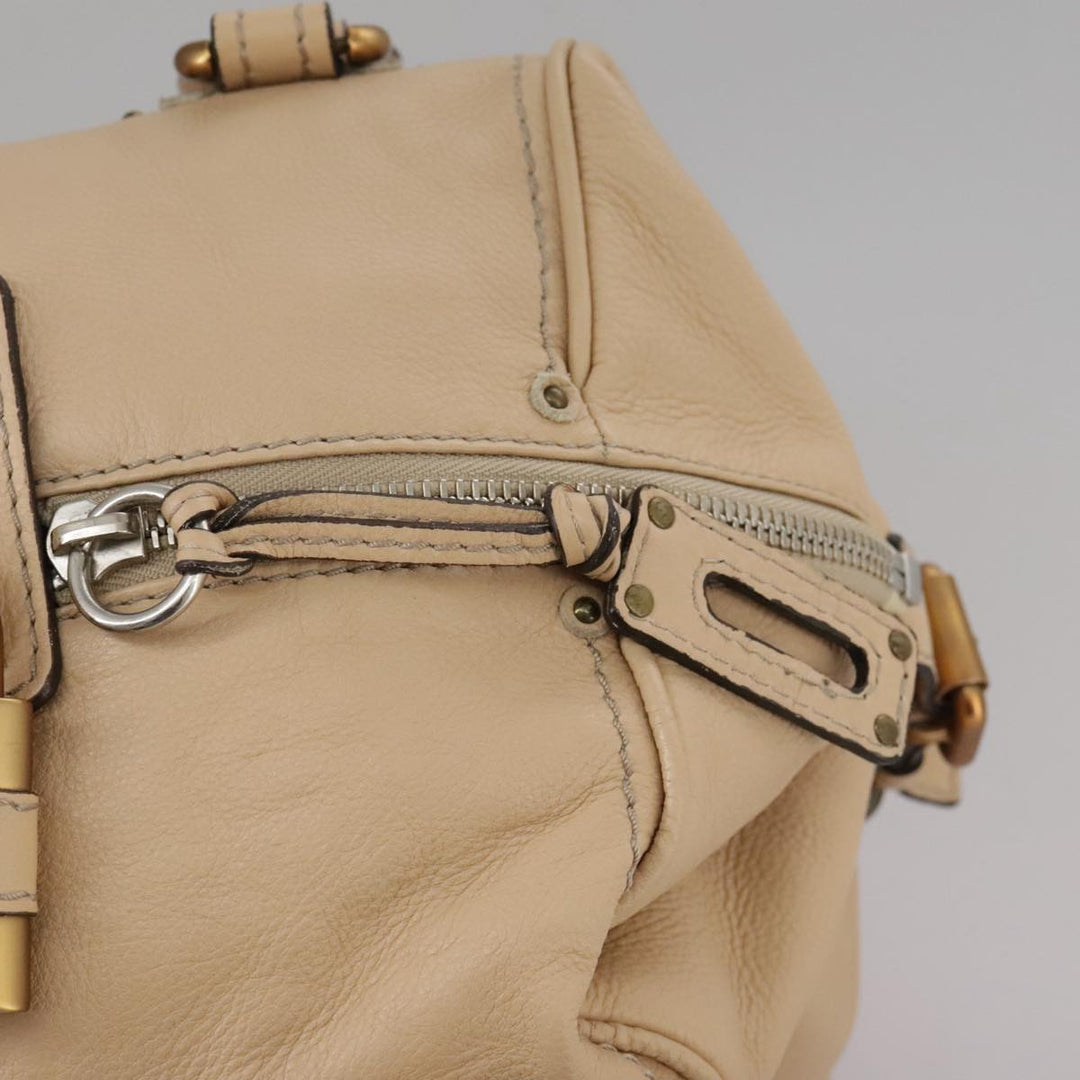 Chloe Paddington Hand Bag Leather Beige Silver am7427