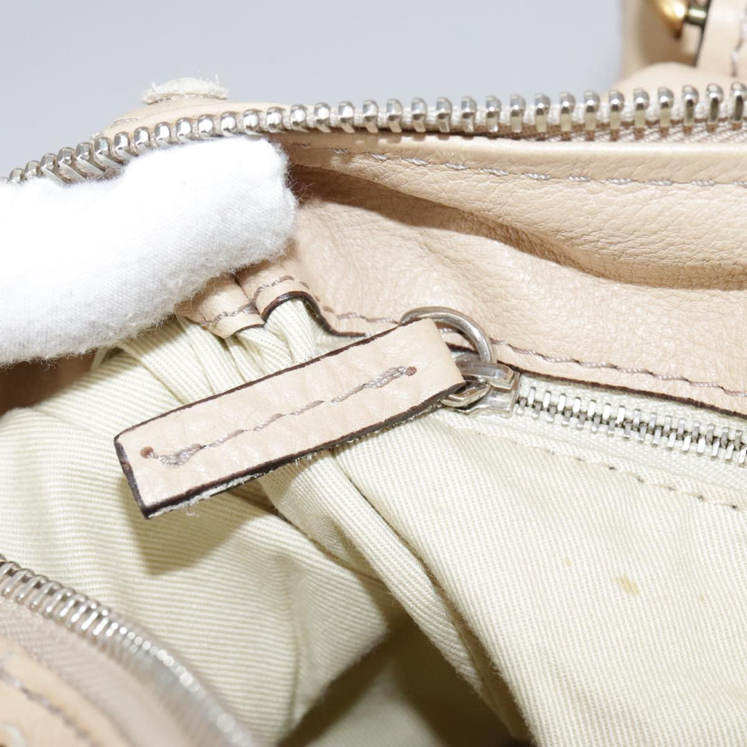 Chloe Paddington Hand Bag Leather Beige Silver am7427