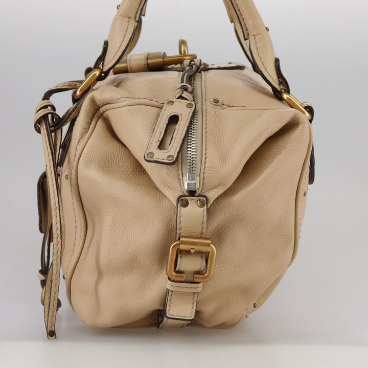 Chloe Paddington Hand Bag Leather Beige Silver am7427