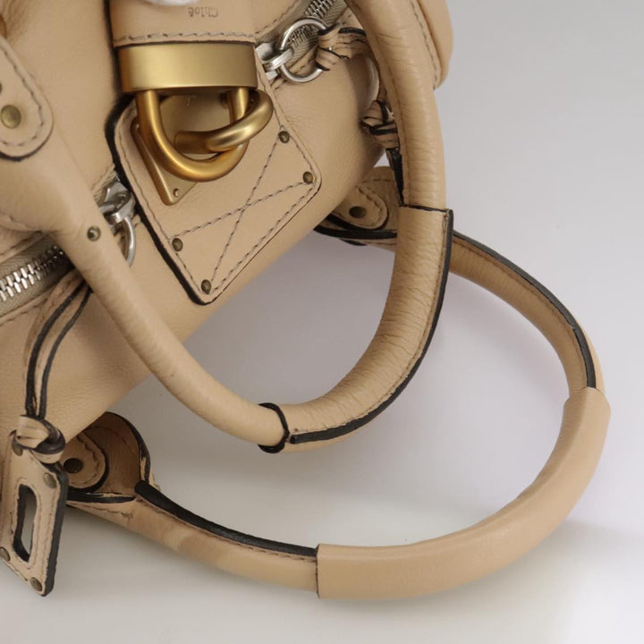 Chloe Paddington Hand Bag Leather Beige Silver am7427