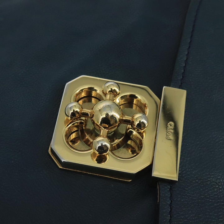 Chloe Elsie Hand Bag Leather 2way Navy Gold am7428