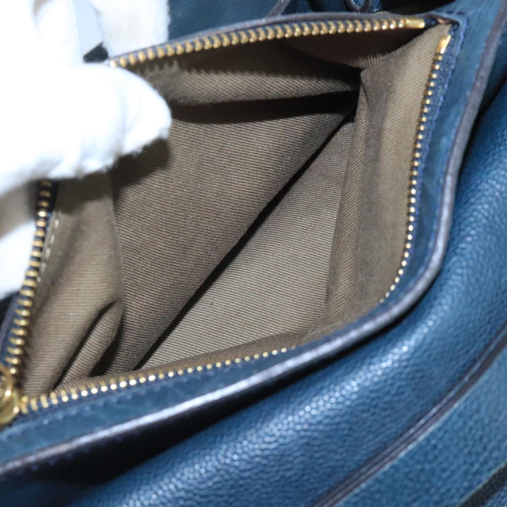 Chloe Elsie Hand Bag Leather 2way Navy Gold am7428