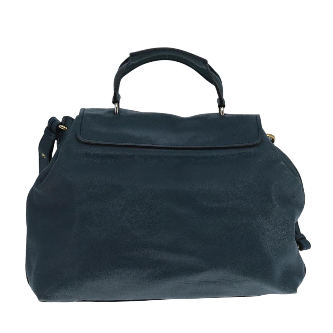 Chloe Elsie Hand Bag Leather 2way Navy Gold am7428