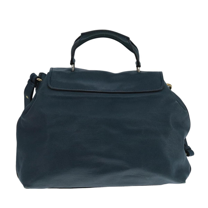 Chloe Elsie Hand Bag Leather 2way Navy Gold am7428